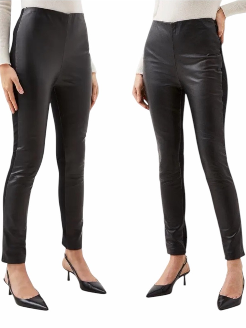 Karen Millen Leather Panel Faux Leather Leggings
